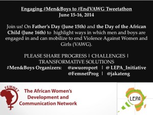 #EndVAWG #Men&Boys As Allies Flier June 15-16 2014